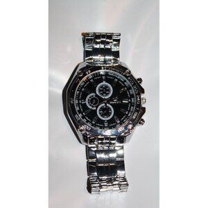 New Fashion Alloy Quartz Black Mens Wristwatch Causal Business Watch Silver Blue